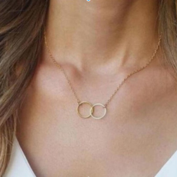 Olivia Thorne Jewelry - Double Circle Dainty Gold Tone Necklace - NEW
